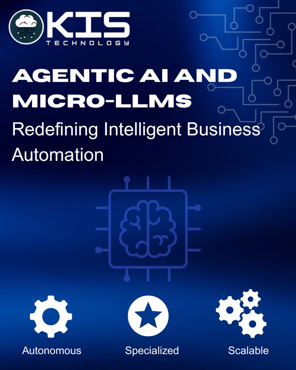technologykis's tweet image. 𝐀𝐠𝐞𝐧𝐭𝐢𝐜 𝐀𝐈 + 𝐌𝐢𝐜𝐫𝐨-𝐋𝐋𝐌𝐬 are redefining business automation — smarter, faster &amp;amp; adaptive.
At 𝐊𝐈𝐒 𝐓𝐞𝐜𝐡𝐧𝐨𝐥𝐨𝐠𝐲, we help businesses unlock intelligent workflows &amp;amp; the future of automation.

#AgenticAI #MicroLLMs #KISTechnology #DigitalInnovation