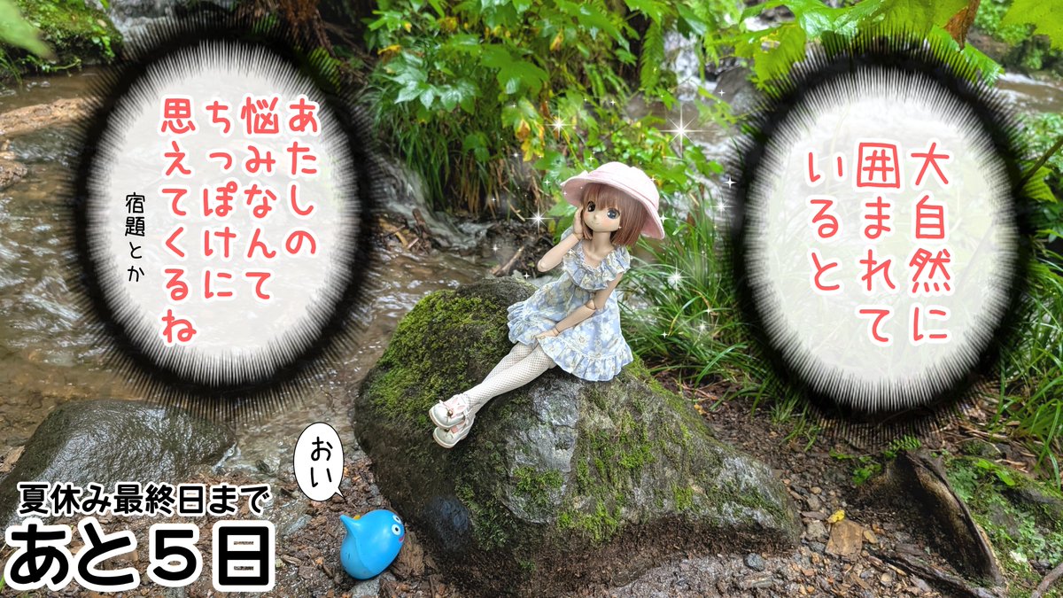 りんごちゃんの夏休みも終盤！🎐

フォロワーの弘樹さんと「アイドール奥入瀬渓流」に参加してきました！🌊

大自然を眺めていると、悩みや苦しみなんてちっぽけなことに感じますよね。
(宿題とか)