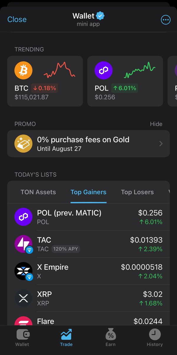 Pretty cool: POL token is trending in Telegram crypto wallet 👀