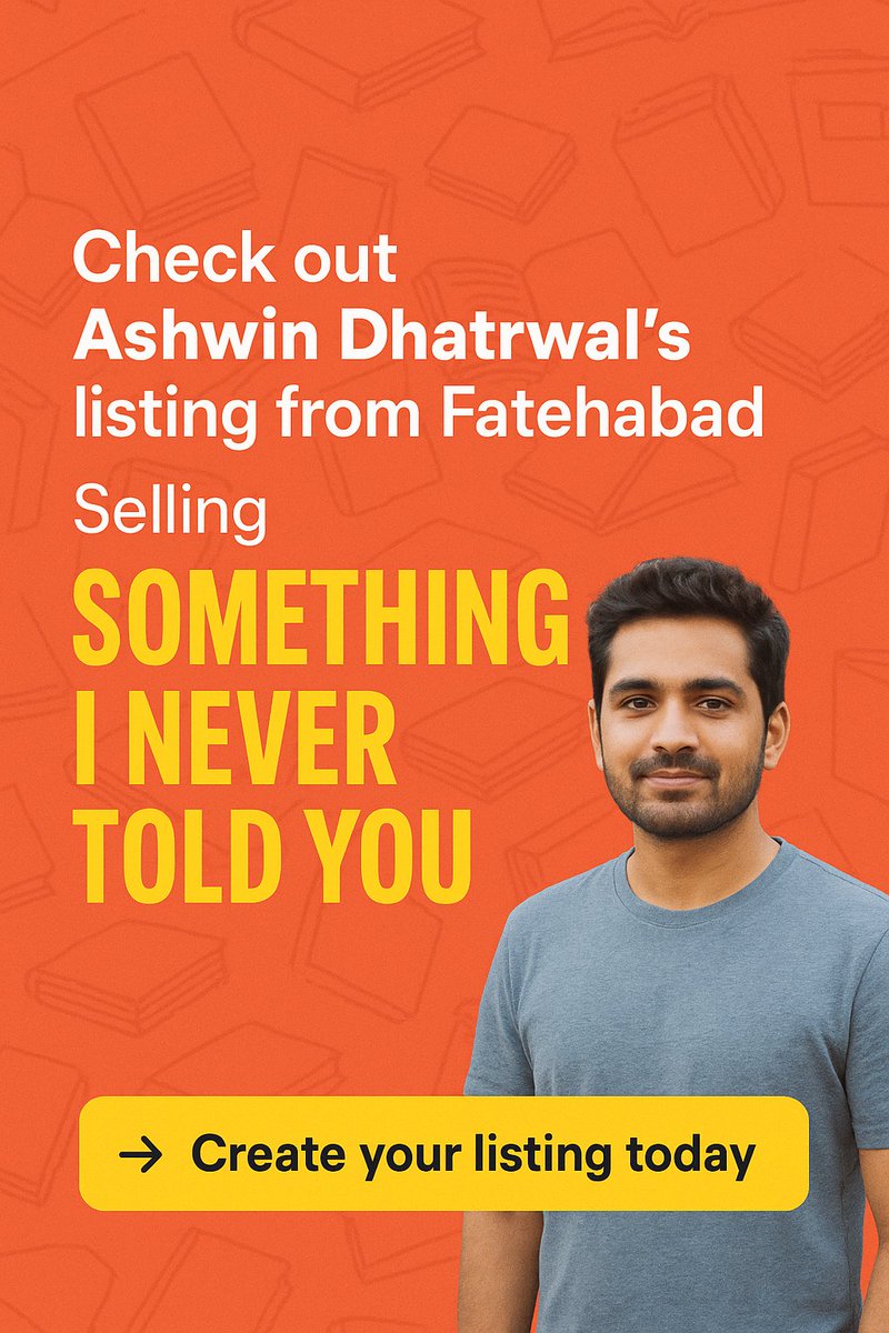 BookMandeeIndia's tweet photo. ✨ New on BookMandee ✨
Ashwin Dhatrwal from Fatehabad just listed “Something I Never Told You”. Don’t miss out—grab it before someone else does! 📚🔥

#BookMandee #BookLoversIndia #SecondHandBooks #ReadersOfIndia #BookCommunity #SellBooksOnline #ReadMoreSpendLess https://t.co/l0vTM7mrt2