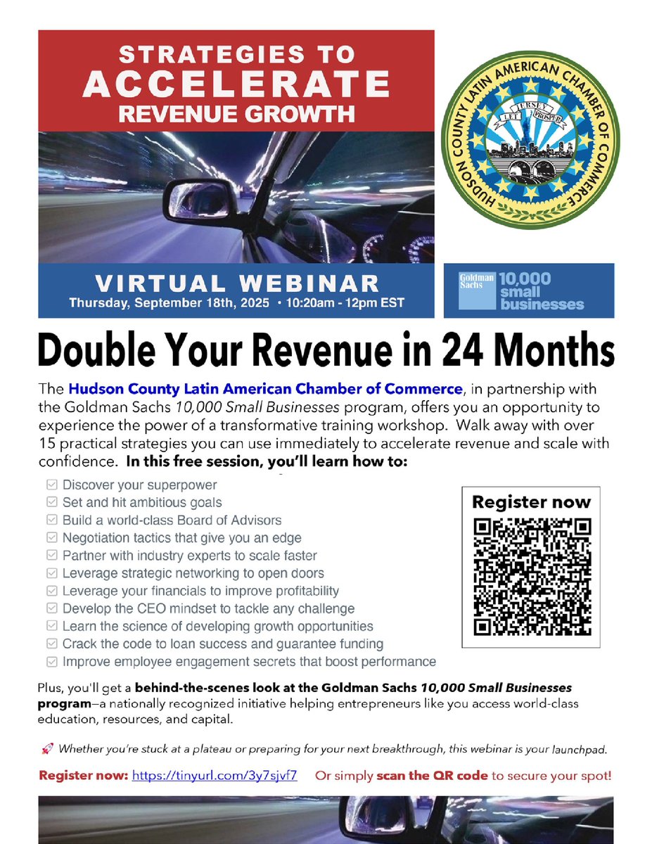 Hudson County Latin American Chamber of Commerce (@hudsonlatin) on Twitter photo #WeInspireOthers | The Hudson County Latin American Chamber of Commerce (HCLACC), in alliance with the <a href="/GoldmanSachs/">Goldman Sachs</a> 10,000 Small Businesses program, presents a live training that will allow you to learn first-hand practical strategies for business growth. tinyurl.com/3b2sekyy #WeInspireOthers | The Hudson County Latin American Chamber of Commerce (HCLACC), in alliance with the <a href="/GoldmanSachs/">Goldman Sachs</a> 10,000 Small Businesses program, presents a live training that will allow you to learn first-hand practical strategies for business growth. tinyurl.com/3b2sekyy