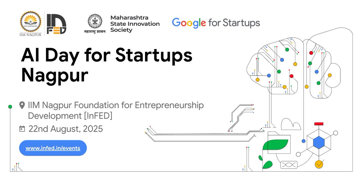🚀 Central India startups! Just 4 days left ⏳ for AI Day for Startups 2025 in Nagpur on 22nd August 2025. Join us to explore AI Agents, Multimodal AI &amp; AI Commercialization with hands-on learning and networking. Limited seats available — register now!
 👉 goo.gle/AI-Day-Startups
