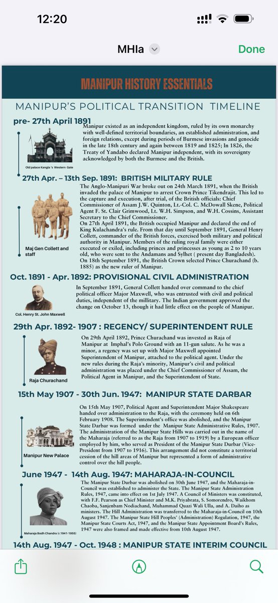 TMP Academics (@tmpacademics) on Twitter photo Manipur was a sovereign kingdom until 27 April 1891. The Anglo-Manipuri War ended its independence, leading to British rule. In 1947 Manipur regained self-rule with a Constitution & elected Assembly, but was merged into India in 1949. Manipur was a sovereign kingdom until 27 April 1891. The Anglo-Manipuri War ended its independence, leading to British rule. In 1947 Manipur regained self-rule with a Constitution & elected Assembly, but was merged into India in 1949.