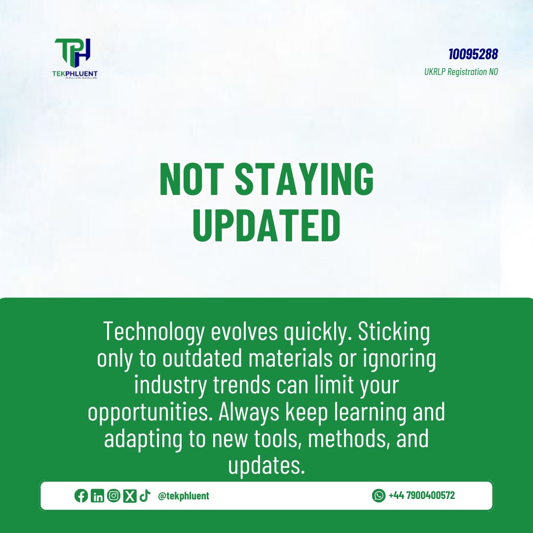 🚀 Avoid these mistakes when learning tech:
1️⃣ Ignoring the basics
2️⃣ No hands-on practice
3️⃣ Not keeping up with trends
Start smart, grow faster. Cohort begins 23rd Aug 2025. 

#EarlyBiz #TechSkills #Tekphluent  #microchains