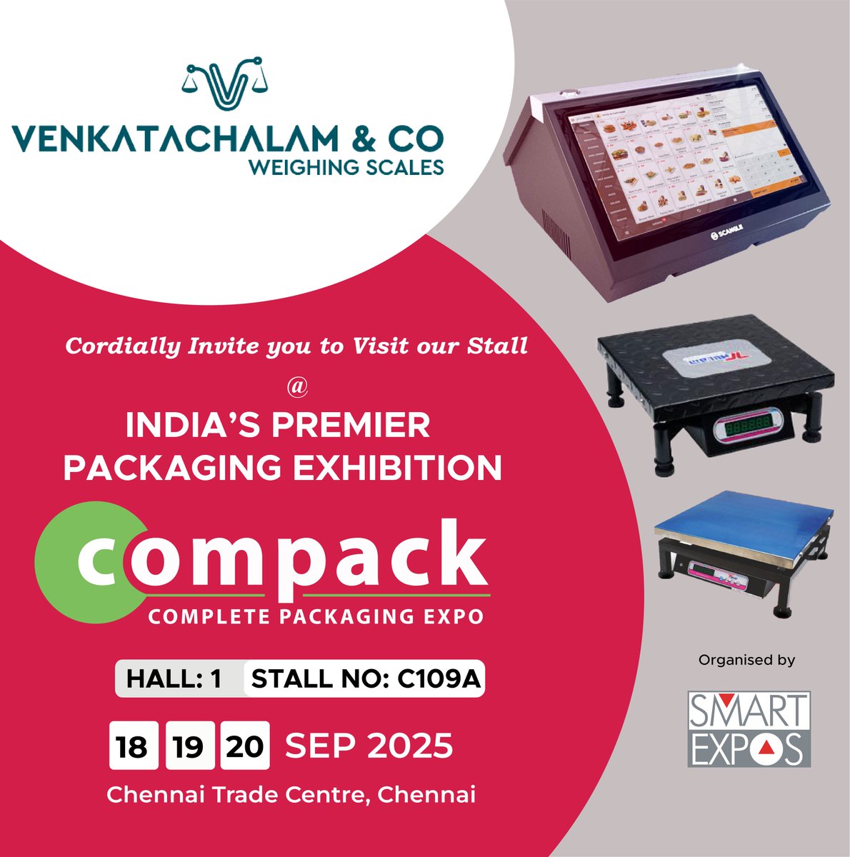 CompackExpo's tweet photo. We're thrilled to welcome our Exhibitor – “Venkatachalam &amp; co", to the 14th COMPACK Chennai!

Join us from 🗓️ September 18-20📍Chennai Trade Centre, Tamil Nadu

📞 Contact us at: +91 72000 99049
📧 maria@smartexpos.in https://t.co/IDEjlYLz6o