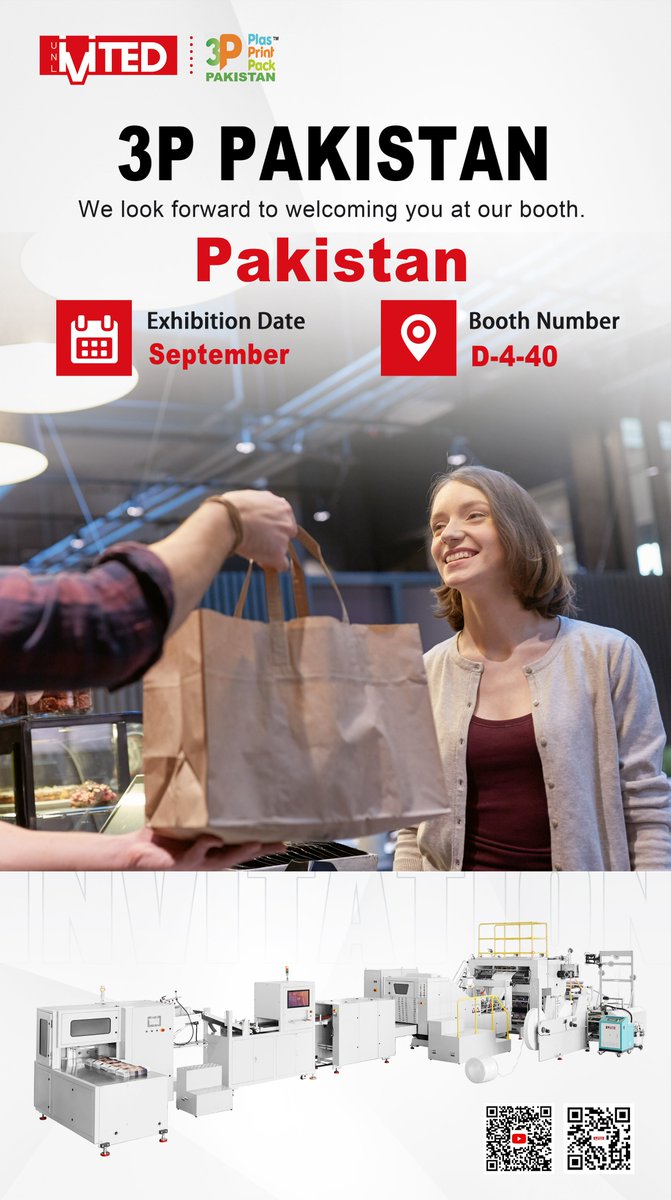 Ruizhimachine's tweet image. Join us at the 3P PAKISTAN exhibition and don't miss the chance to visit our team at Booth D-4-40.
See you there!

#ruizhimachinery
#paperbagmachine
#handlepaperbagmachine
#flatbottompaperbagmachine
Contact us
Email:sales@wzruizhi.com
Learn more: mted.com
