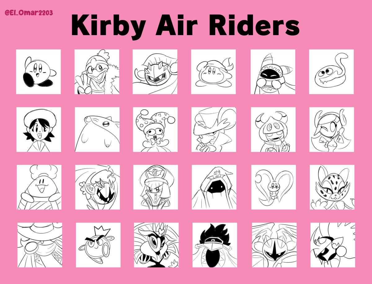 Kirby Air Riders roster wishlist, very full of cope, since in the end it'll be OOPS! all Kirbys + Dedede and Meta Knight.
