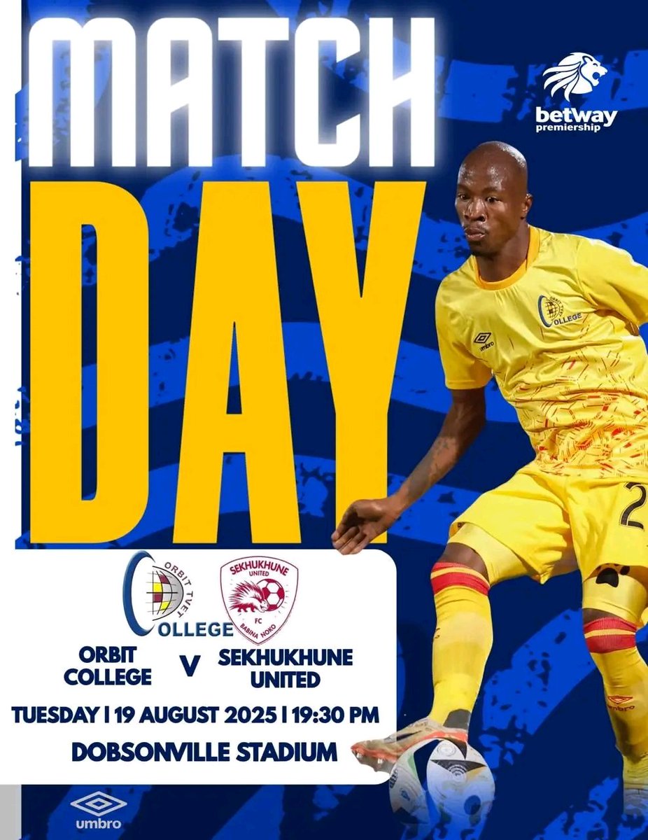 ORBIT FC (@_orbit_fc) on Twitter photo π΅Matchdayπ΅
π|Betway Premiership
π| <a href="/SekhukhuneFc/">Sekhukhune United F.C.</a>
ποΈ|Dobsonville Stadium
β°|19h30
πΊ|Supersport OTT4
π«|R60
#Bluenation
#MswenkoBoys π΅Matchdayπ΅
π|Betway Premiership
π| <a href="/SekhukhuneFc/">Sekhukhune United F.C.</a>
ποΈ|Dobsonville Stadium
β°|19h30
πΊ|Supersport OTT4
π«|R60
#Bluenation
#MswenkoBoys