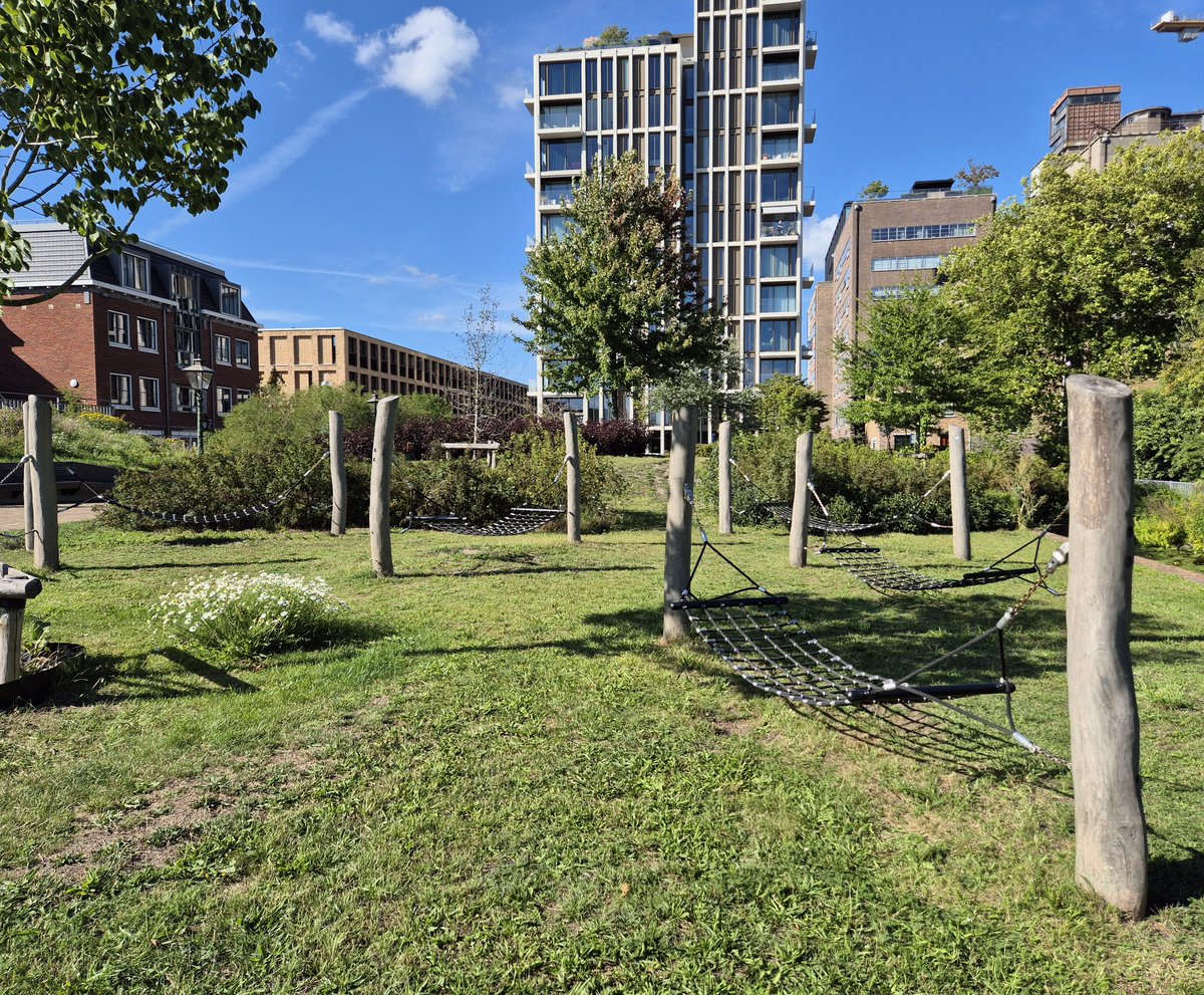 #Hangmatten🤩 in het centrum van #Leiden. Heerlijk om bijvoorbeeld de ochtendzon te voelen of om een relax een boek te lezen.👌
#GezondeStad #FijneStad