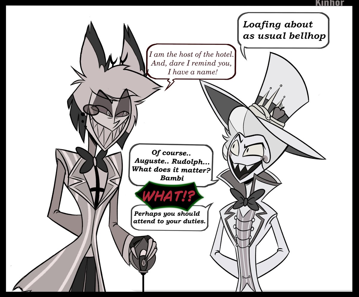 I like the idea that Alastor and Lucifer will forget or mangle names

#HazbinHotelFanart #HazbinHotelAlastor #SirPentious #HazbinHotelLucifer