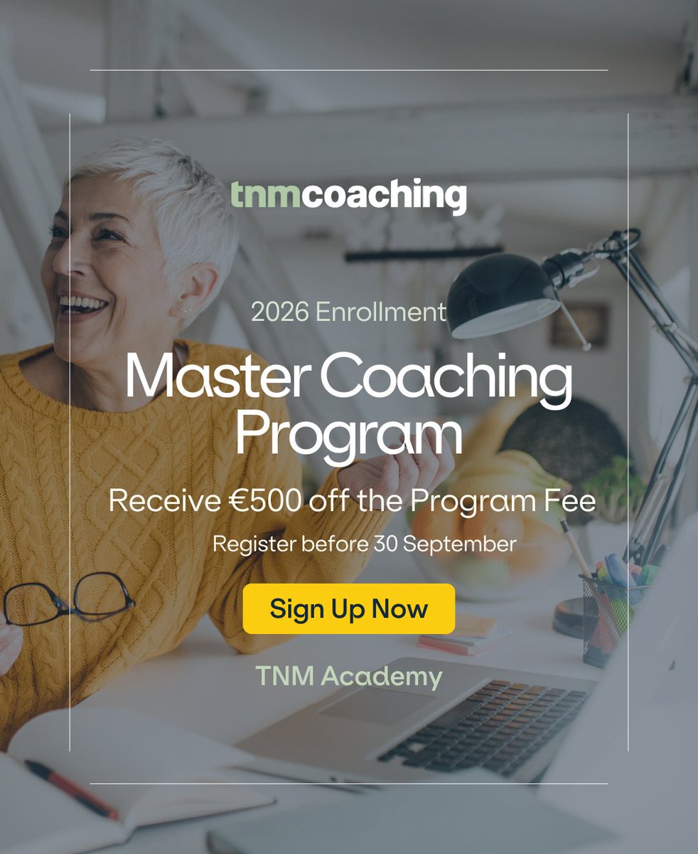 Book a free discovery call today to explore how TNM's Master Evolutionary Coaching Program can support you on your coaching journey PLUS secure €500 off the program fee! 

calendly.com/tnmcoaching-1/…
⁠
#MCC #MasterCoachTraining #MasterCoach #EvolutionaryCoaching