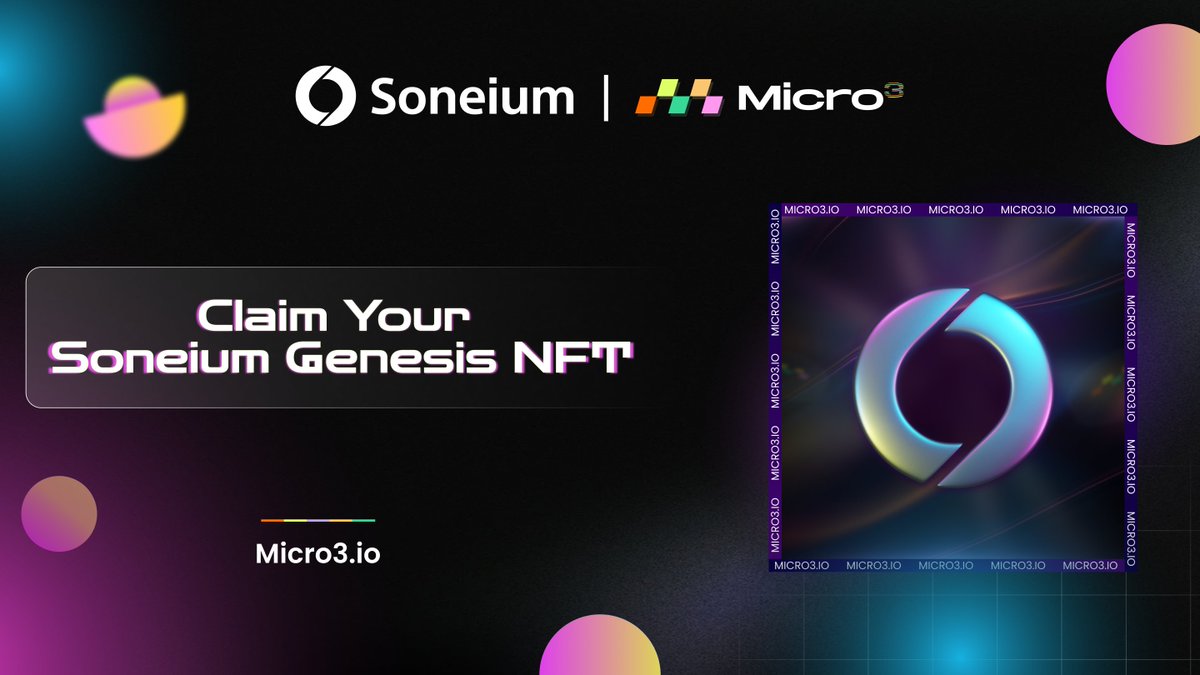 Micro3 is now available on <a href="/soneium/">Soneium 💿</a>

Your mission awaits:
✅ Create your collection on Soneium 👉 micro3.io/create/collect…
✅ Mint your Soneium Genesis 👉 micro3.io/collection/son…

Start your Soneium journey now