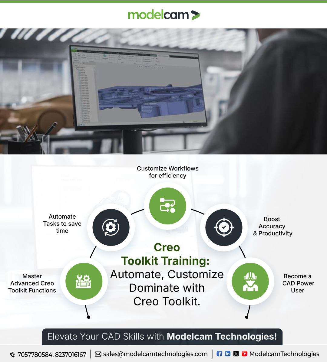Modelcam's tweet image. Upgrade from user to power user with Creo Toolkit Training by Modelcam Technologies! Automate tasks, master advanced tools &amp;amp; boost productivity. Become a CAD pro 💡🚀
👉 tinyurl.com/ycx89xar

#CreoTraining #CADPowerUser #CreoToolkit
