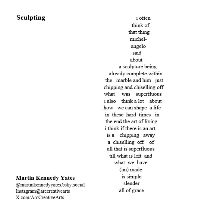Martin Kennedy Yates (@arccreativearts) on Twitter photo Mornin' <a href="/PoetBex/">Bex Hainsworth</a> π
Thanx for hosting <a href="/TopTweetTuesday/">TopTweetTuesday</a> again.
Initial drafts of this poem were about my attempts to shed the pounds - gradually it became about shedding so much more. It found its way into <a href="/Stand_poetry/">Stand Magazine</a> π Hope you like it.
#poetry #poetrycommunity #poetrylovers Mornin' <a href="/PoetBex/">Bex Hainsworth</a> π
Thanx for hosting <a href="/TopTweetTuesday/">TopTweetTuesday</a> again.
Initial drafts of this poem were about my attempts to shed the pounds - gradually it became about shedding so much more. It found its way into <a href="/Stand_poetry/">Stand Magazine</a> π Hope you like it.
#poetry #poetrycommunity #poetrylovers