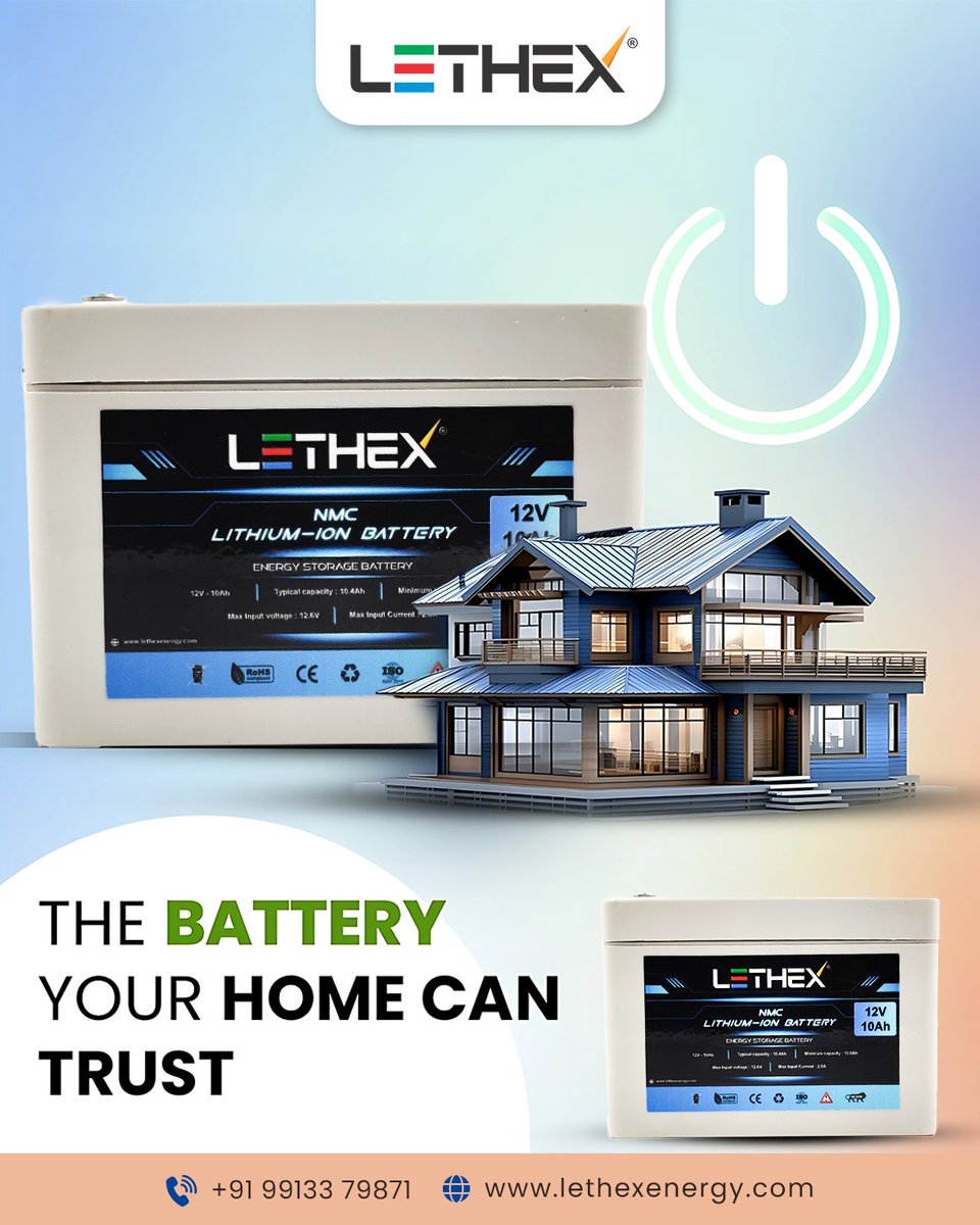 LethexEnergy's tweet photo. Power your home with confidence ⚡. Lethex Lithium-Ion Batteries – reliable, efficient, and built to last. 

#LethexEnergy #lithiumionbattery #EnergyStorage #lithiumbattery #RenewableEnergy #SmartEnergy #GreenFuture #fyp #explore https://t.co/qwNH9g0MNi