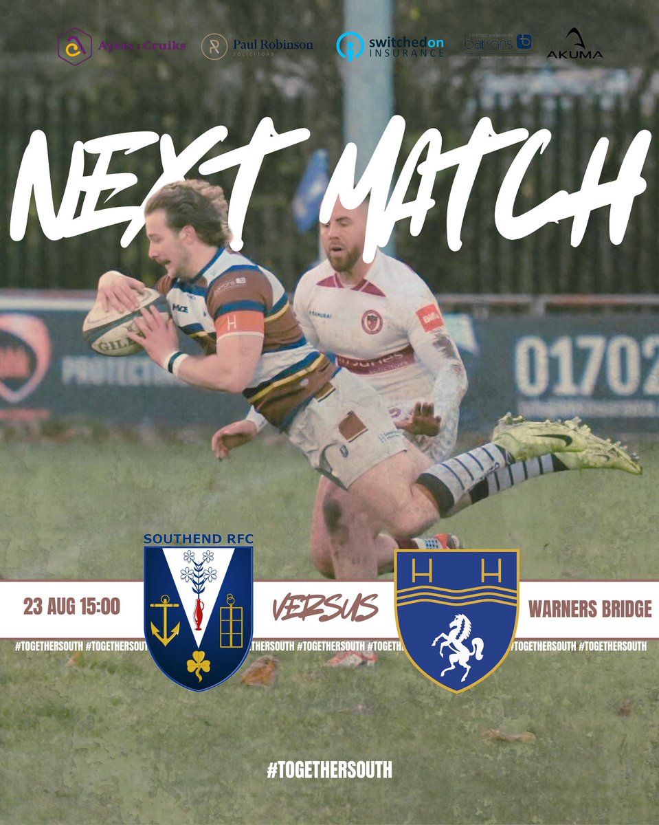 Rugby returns 🔄

This Saturday sees us welcome <a href="/BeckenhamRFC/">Beckenham RFC</a> to Warners Bridge in the first of two pre season games this month. This is a 🕒 KO.

The following Friday <a href="/HarlowRugby/">Harlow Rugby Club</a> visit, 🕗 KO.

#TogetherSouth