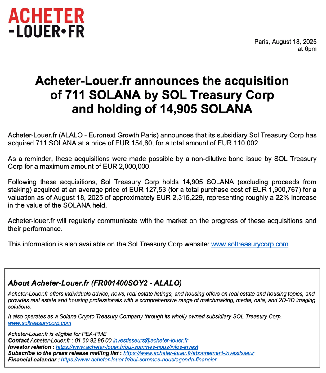 SOL Treasury Corp (@SOLtreasury) / Posts / X