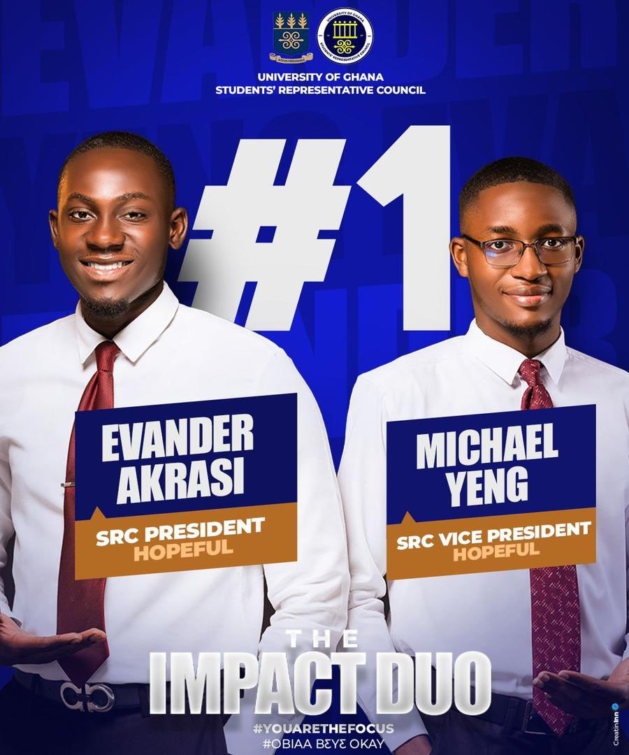 UGSRC ELECTIONS UPDATE :

A run off elections is scheduled on Friday 22nd August to determine the next UGSRC president between Gyampo derick Ebenezer and Evander Akrasi. 

Since non of them achieved more than a 50% vote as stipulated by the SRC constitution