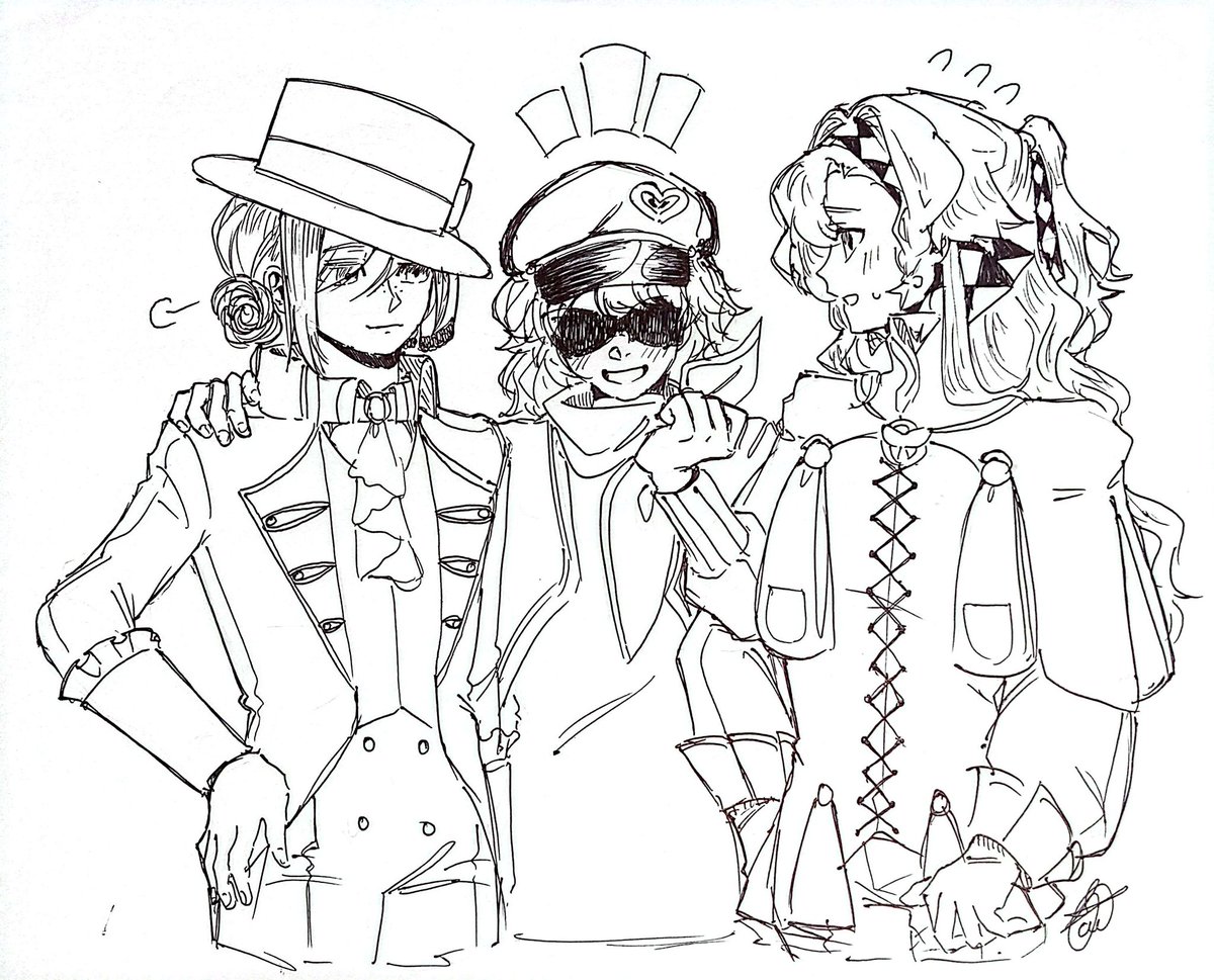 jinsutaadraws's tweet photo. The Rock'n Pirate, The Timekeeper, and the Chief Assistant 

(need all three of them in an event again please)

#Reverse1999 https://t.co/6M0amaqzlk
