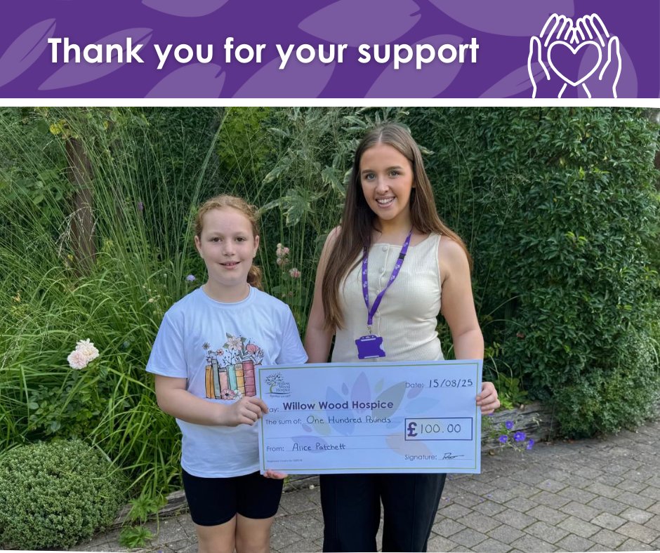 Willow Wood Hospice (@willowwoodh) on Twitter photo ๐ ๐ก๐ฎ๐ ๐ ๐ฐ๐๐ฅ๐ฅ ๐๐จ๐ง๐ ๐๐ง๐ ๐ญ๐ก๐๐ง๐ค ๐ฒ๐จ๐ฎ ๐
Alongside her friend Zara, Alice Patchett organised a raffle at their school, St Johnโs in Dukinfield, and together they raised ยฃ100 for the Hospice ๐
Alice chose to support us as her grandad received care here. ๐ ๐ก๐ฎ๐ ๐ ๐ฐ๐๐ฅ๐ฅ ๐๐จ๐ง๐ ๐๐ง๐ ๐ญ๐ก๐๐ง๐ค ๐ฒ๐จ๐ฎ ๐
Alongside her friend Zara, Alice Patchett organised a raffle at their school, St Johnโs in Dukinfield, and together they raised ยฃ100 for the Hospice ๐
Alice chose to support us as her grandad received care here.