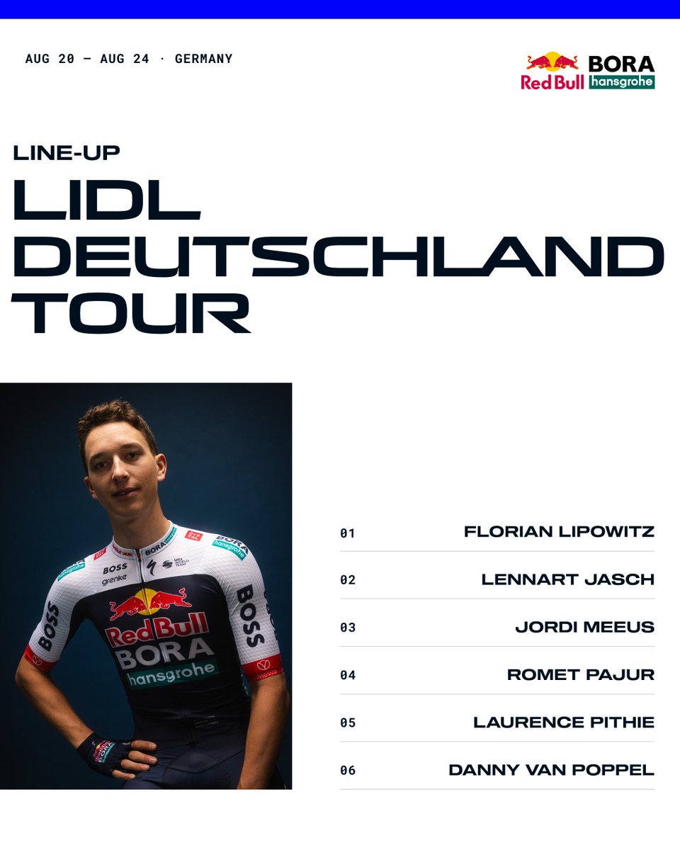 🇩🇪 #DeineTour

It's time for our home race! This is how we line up for the <a href="/DeineTour/">Lidl Deutschland Tour</a> ⬇️

More information about the race: redbullborahansgrohe.com/en/news/floria…