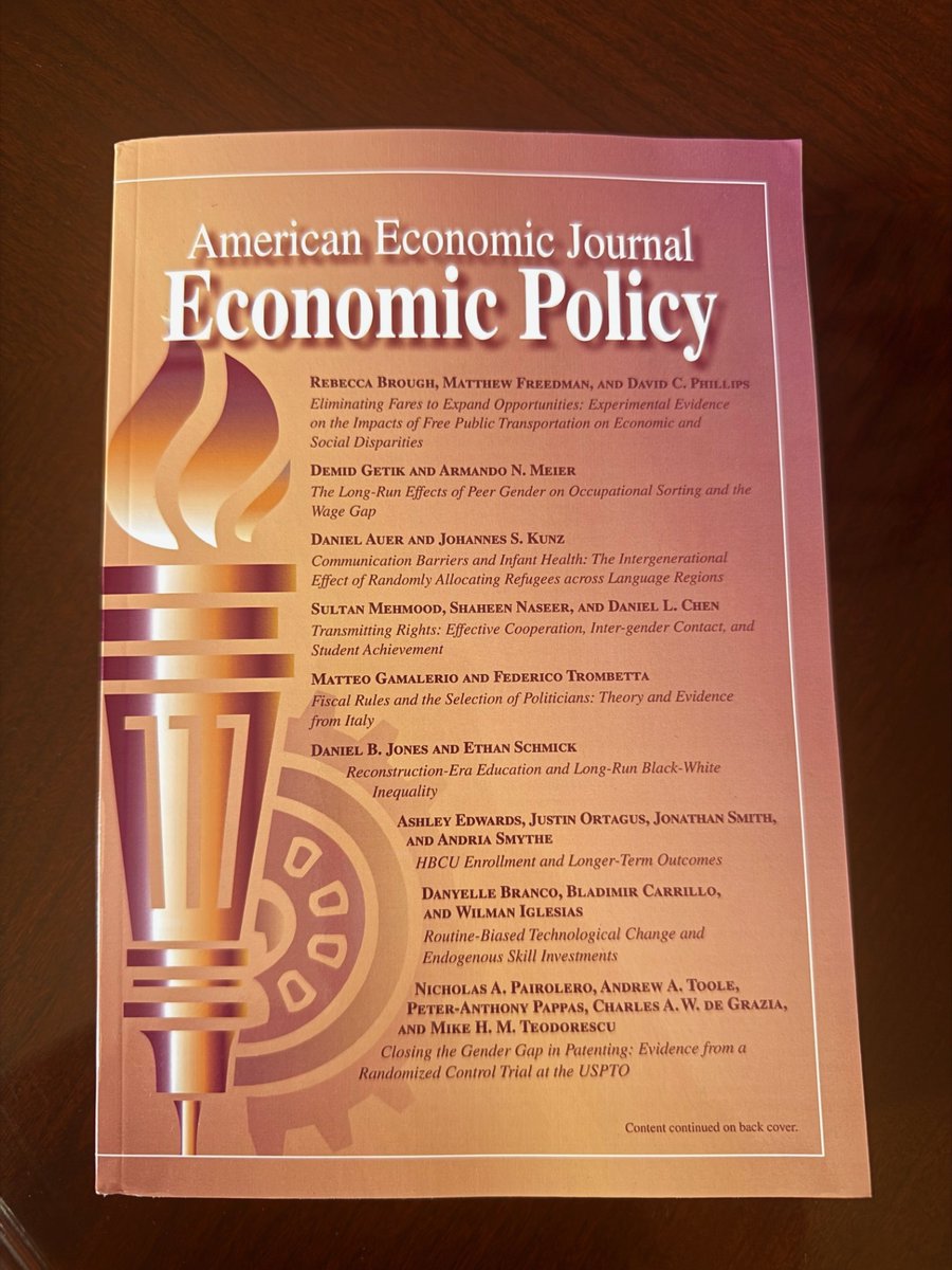 Happy to share this study "Closing the Gender Gap in Patenting: Evidence from a Randomized Control Trial at the USPTO", a Randomized Control Trial (RCT) at the US Patent and Trademark Office and about ten years of work, is now in print! aeaweb.org/articles?id=10… <a href="/UW/">University of Washington</a> <a href="/uw_ischool/">UW iSchool</a>