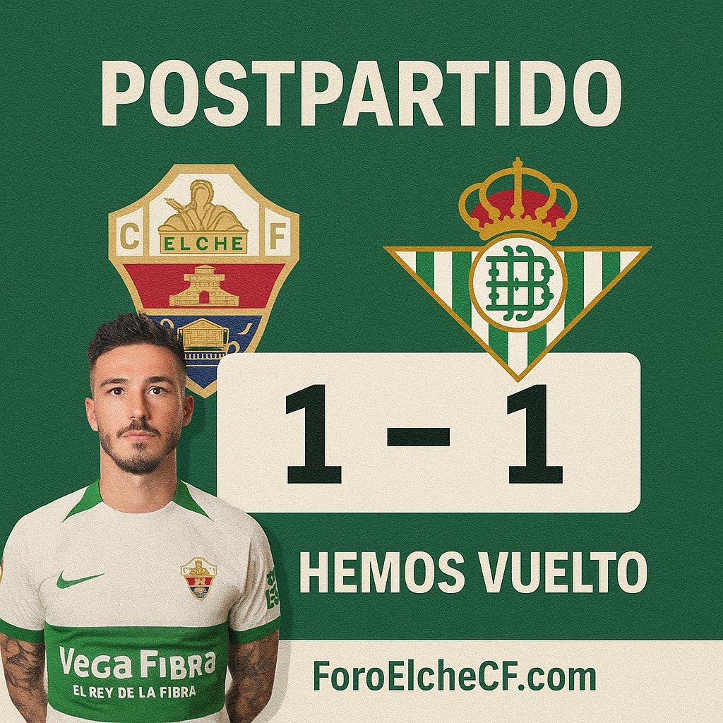 💬 Ya estamos comentando el #ElcheBetis en el foro.
📊 Análisis, opiniones y todo lo que está dando de sí el partido.

Únete al debate en ForoElcheCF.com 👇

🔗 foroelchecf.com/viewtopic.php?…
#ForoElcheCF #ElcheCF 💚