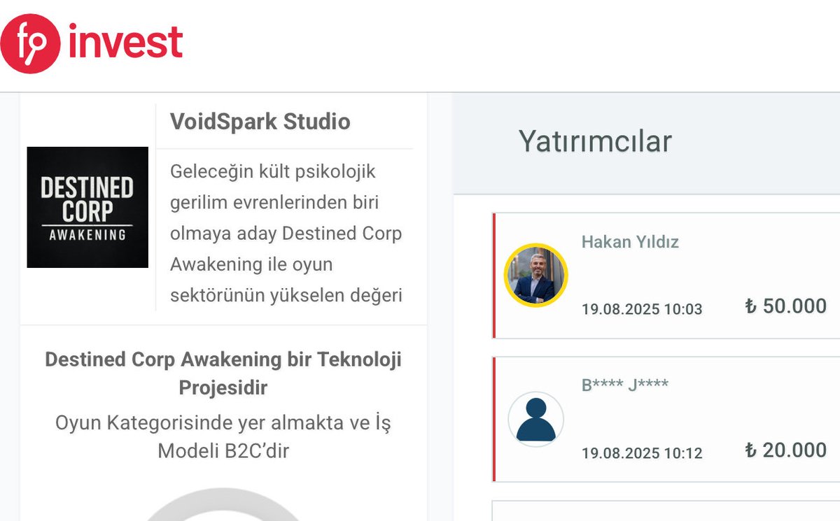 Geleceğe ve ülkemizin oyun girişimlerine yatırıma devam… fnb.lc/voidspark