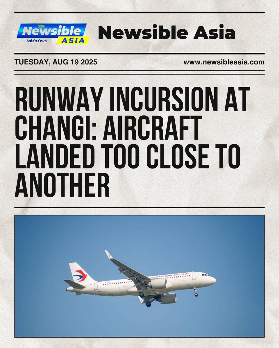 newsibleasia's tweet image. A China Eastern A320neo couldn’t vacate the runway fast enough at Changi, and a 777 landed shortly after. ATC ordered a go-around—but the crew missed it amid a busy cockpit. 
Read more: newsibleasia.com/runway-incursi…
#AviationSafety #RunwayIncursion #Changi #NewsibleAsia
