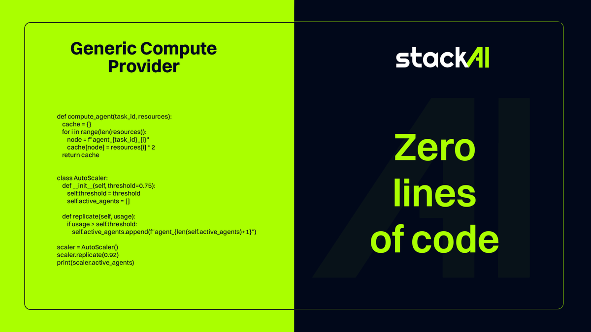 StackAI_xyz's tweet image. The barrier to deploying agents on compute infrastructure shouldn’t be high. 

Anyone should be able to do so without technical know-how. StackAI help businesses and individuals do exactly that.

Deploy agents that use compute without writing a single line of code.

#AI #StackAI