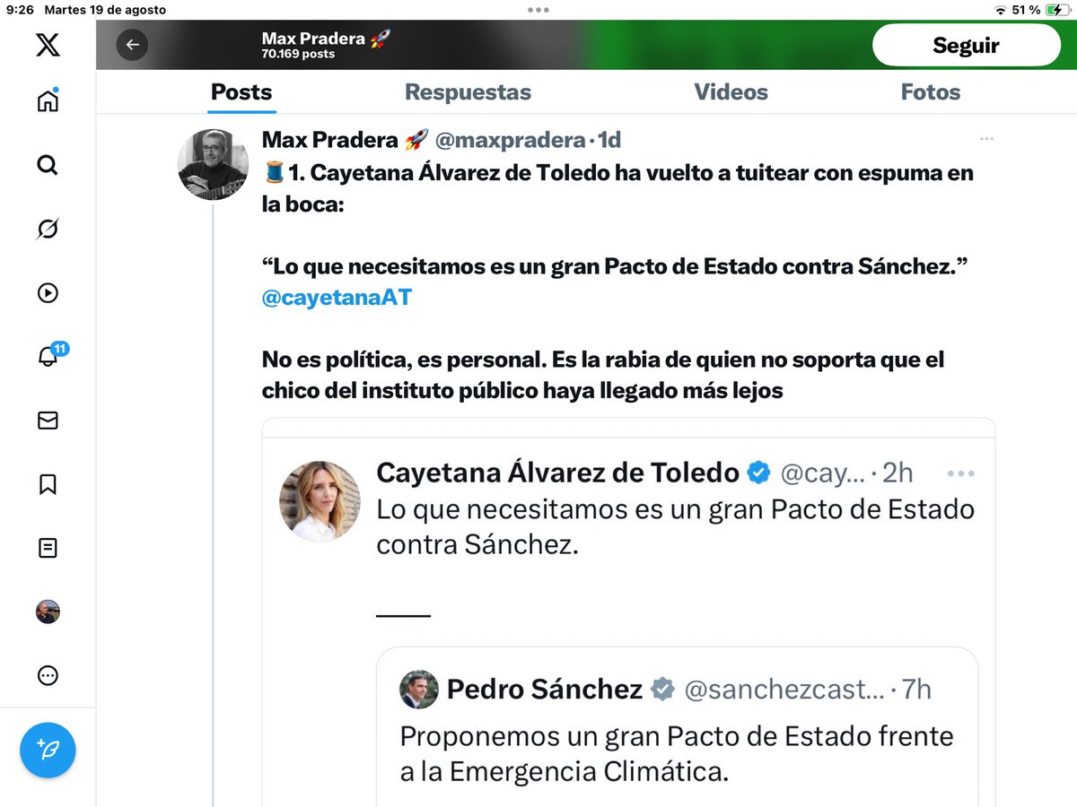 Carlos Fernández (@carlosf66089689) on Twitter photo Dice <a href="/maxpradera/">Max Pradera 🚀</a> , sin ruborizarse, que Cayetana Álvarez de Toledo “no soporta que el chico del instituto público haya llegado más lejos”, refiriéndose a Pedro Sánchez, que estudió la EGB en un Colegio privado, la carrera en una Universidad Privada y el doctorado en otra Dice <a href="/maxpradera/">Max Pradera 🚀</a> , sin ruborizarse, que Cayetana Álvarez de Toledo “no soporta que el chico del instituto público haya llegado más lejos”, refiriéndose a Pedro Sánchez, que estudió la EGB en un Colegio privado, la carrera en una Universidad Privada y el doctorado en otra