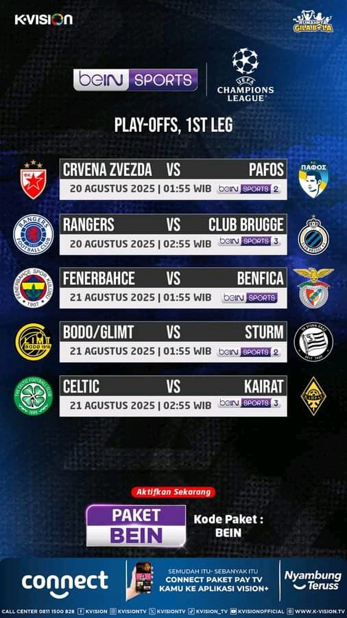 GSkymedia's tweet image. ⚽🔥 Saatnya Play-offs Liga Champions Eropa! 🔥⚽
Persaingan makin sengit, siapa yang akan melangkah ke fase grup #UCL? 😱
✅info wa.me/62818820753

#KVisionOnTerus #KVision #parabolasalatiga #TVberlangganan #beINUCL #ChampionsLeague #PlayOff #Round1