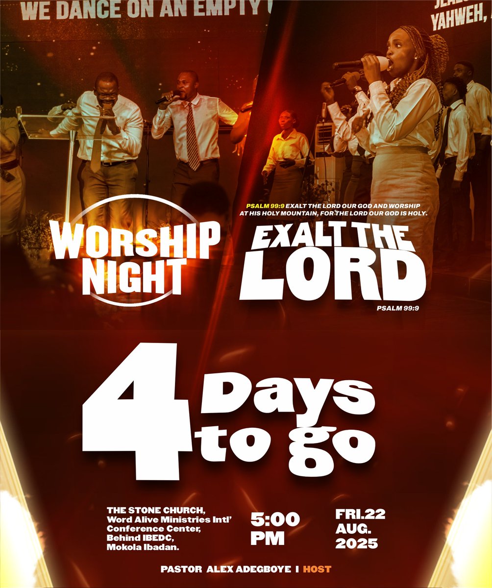 thestoneng's tweet image. Only 4 days left! Don't come alone. Tag a friend or family member you want to share this incredible night with. Let's fill the house with praise for our King. #WorshipNight #ExaltTheLord #TagAFriend #SaveTheDate