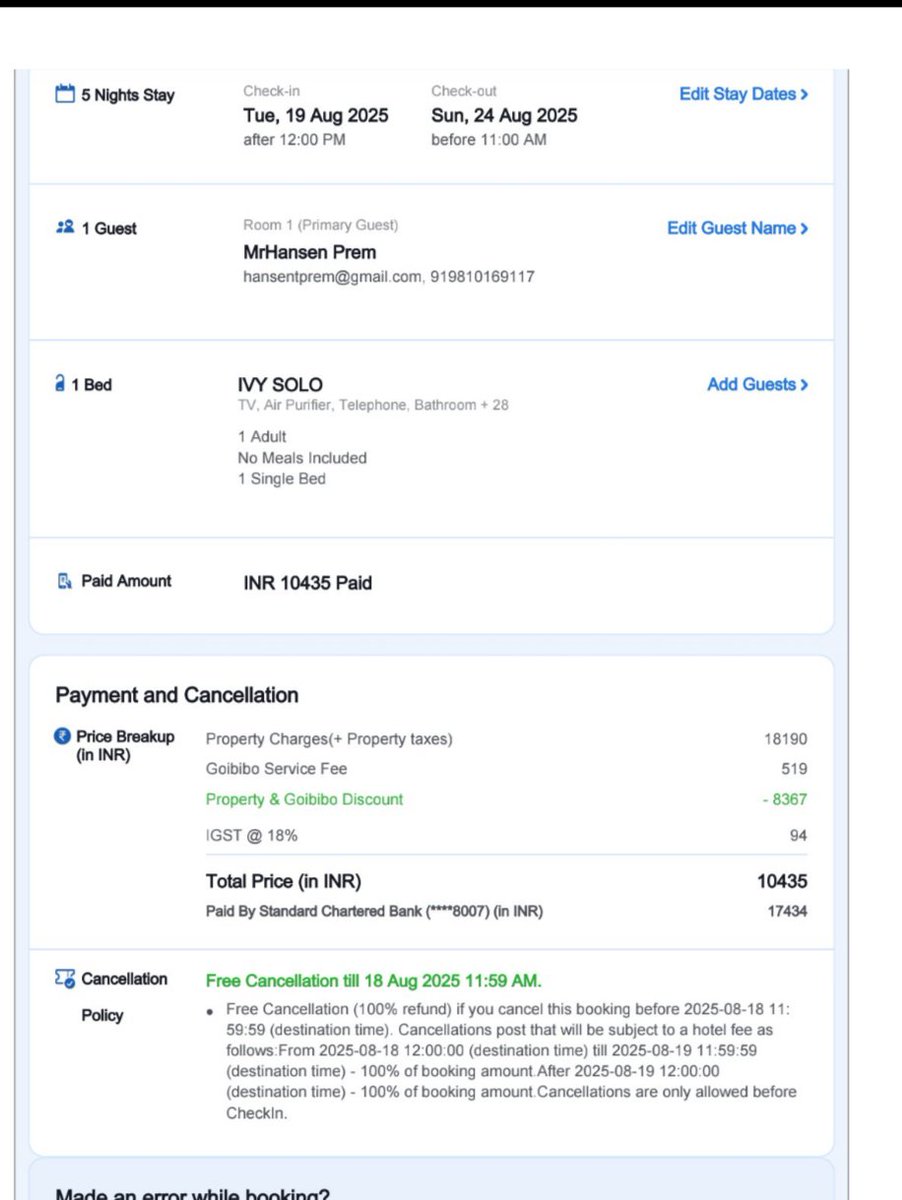 HansenTPrem's tweet photo. @makemytripcare Please find a screenshot of the payment https://t.co/YYdmNoI0N3