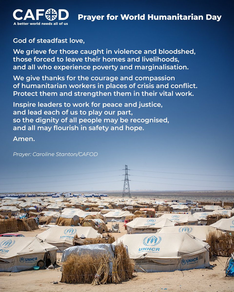 On #WorldHumanitarianDay, we pray for all humanitarian workers around the world, may they be protected and strengthened in their vital work.

We condemn the dangers they face, 2024 was the deadliest year on record with 383 tragic deaths across 27 countries.