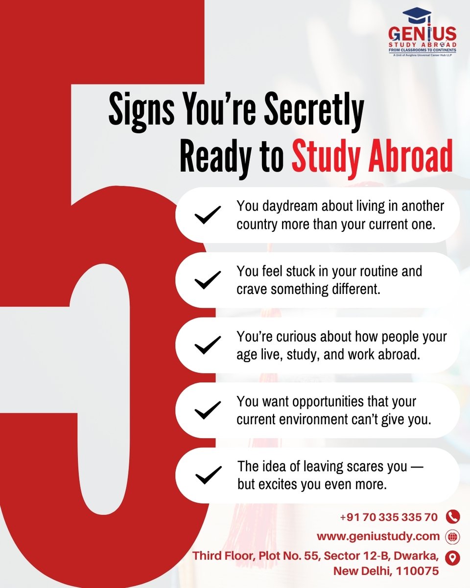 study33990's tweet photo. 👉 Don’t just dream, make it happen!
📞 Call us at +91 70 335 335 70 or visit
📍 Third Floor, Plot No. 55, Sector 12-B, Dwarka, NewDelhi 110075 
#StudyAbroad #GlobalEducation #GeniusStudyAbroad  #InternationalStudents #FutureAbroad #CareerOpportunities #StudentLifeAbroad https://t.co/xMA9rvnI1Q