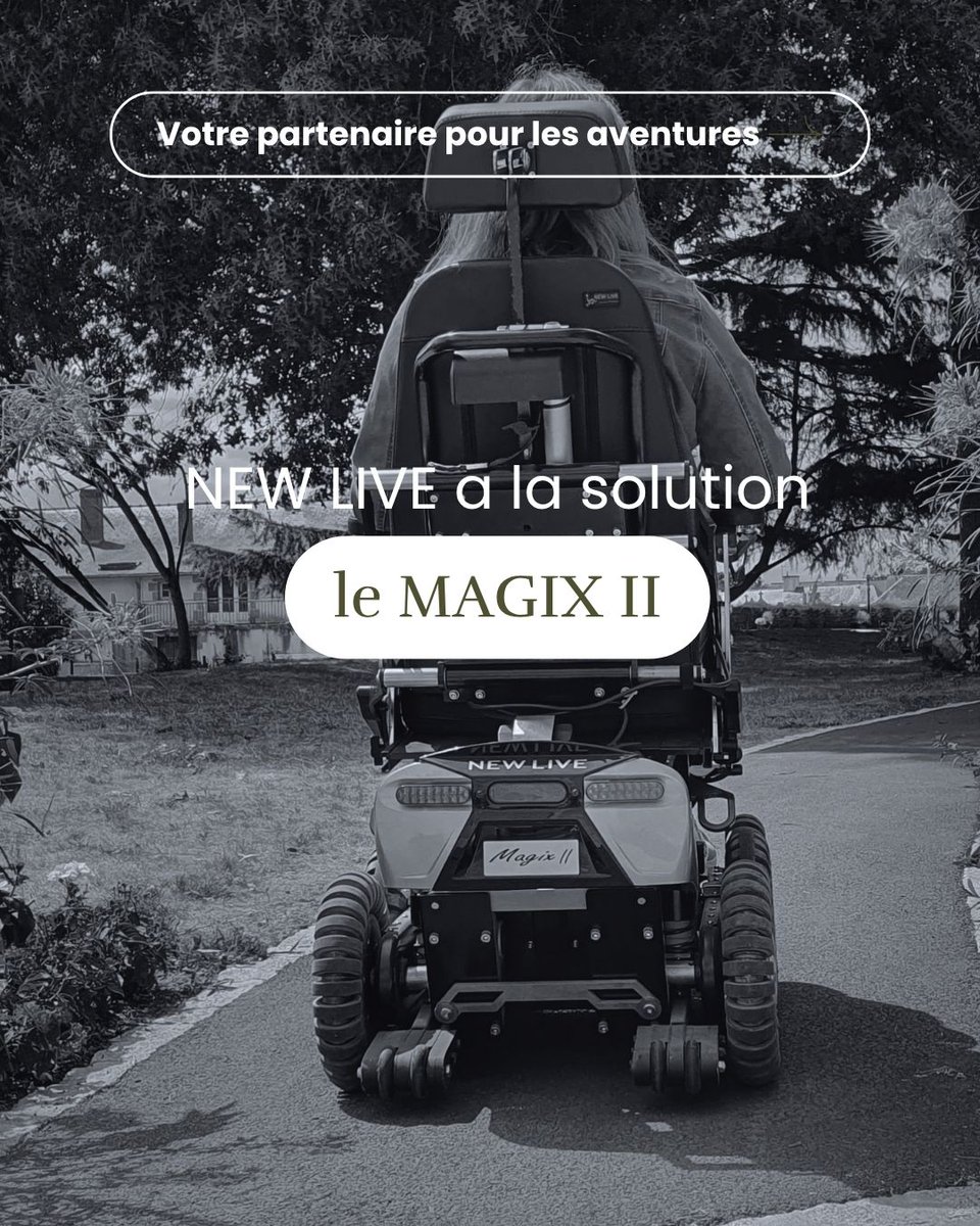 NewLiveMagix's tweet photo. đ€ïž Envie dâexplorer sans contrainte ?
Le Magix II vous suit partout.
Dans les sentiers, les parcs, ou les chemins sinueux du quotidien⊠il est là .
âïž StabilitĂ©, puissance, confort :
Câest plus quâun fauteuil â câest un partenaire dâaventures.
#MadeInFrance #MagixII #handicap https://t.co/qYWot1C7e8