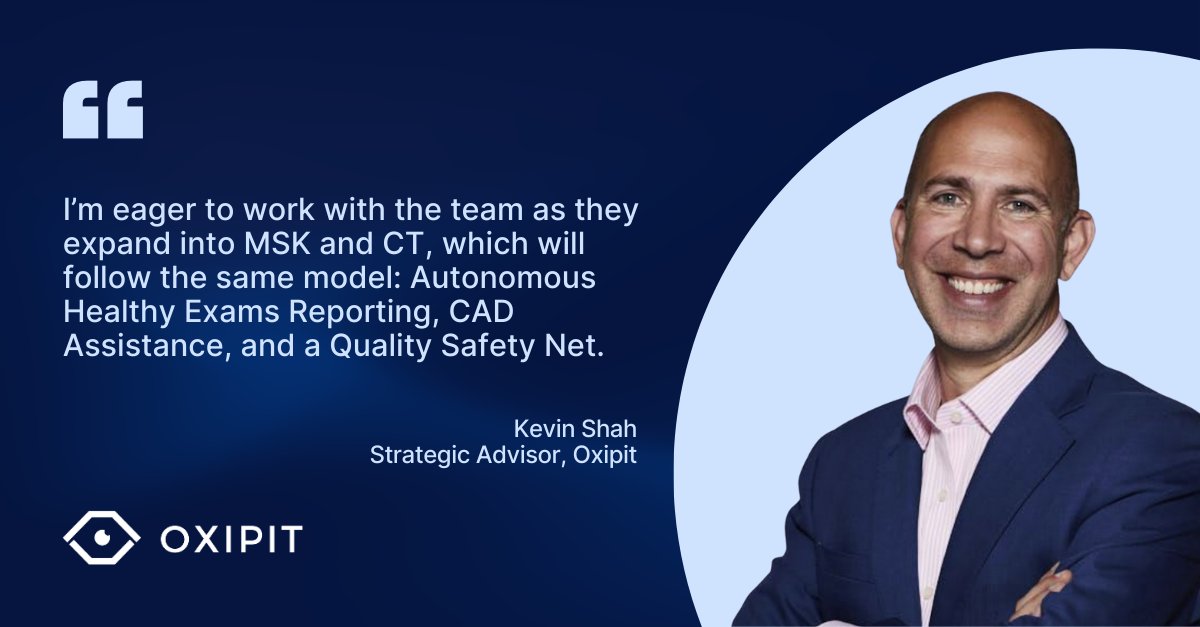 🚀 Exciting news! Kevin Shah joins Oxipit as Strategic Advisor. 

With 18 years of experience in #HealthIT &amp; advancing #AIinRadiology, Kevin joins as we build on sales momentum &amp; prepare for MSK and CT solutions.

Read more: bit.ly/4oHUjWV

#Radiology