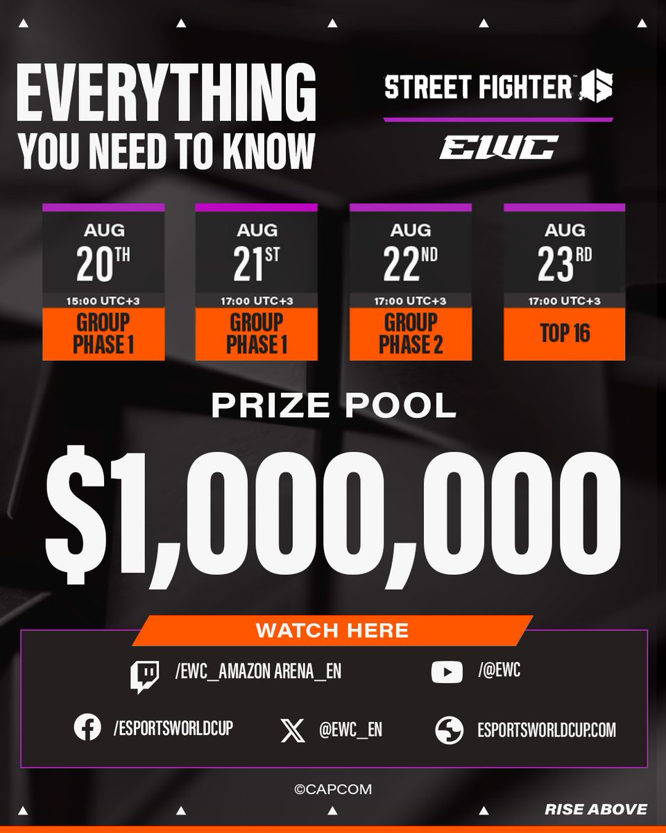 Street Fighter 6 at EWC begins tomorrow!! 🔥

Here’s everything you need to know!