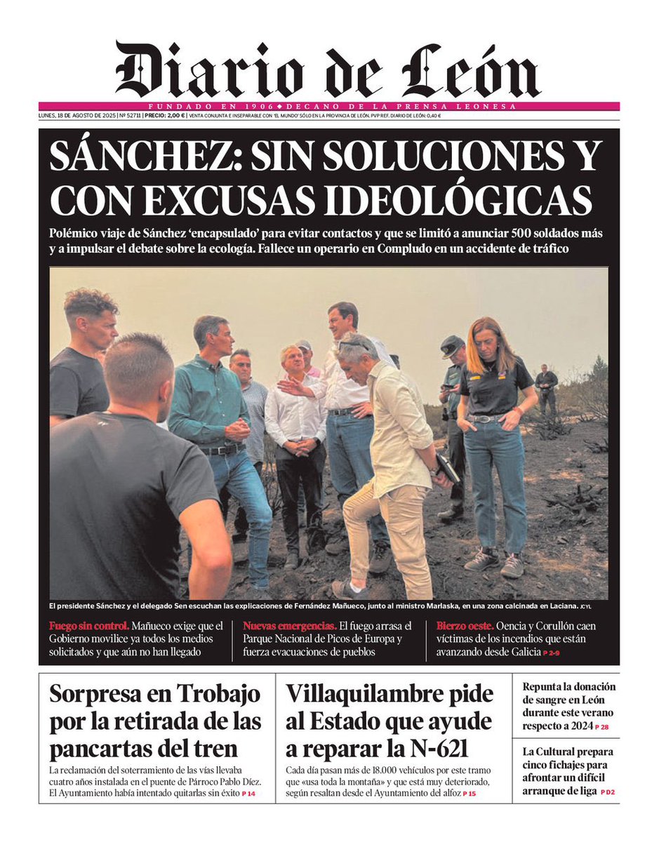 Mucha gente se pregunta cómo es posible que los ineptos, inútiles y criminales gestores del PP lleven 38 años consecutivos gobernando en Castilla y León.

He aquí la respuesta. Portadas vomitivas como esta al dictado de lo que diga Mañueco. Infame es poco.