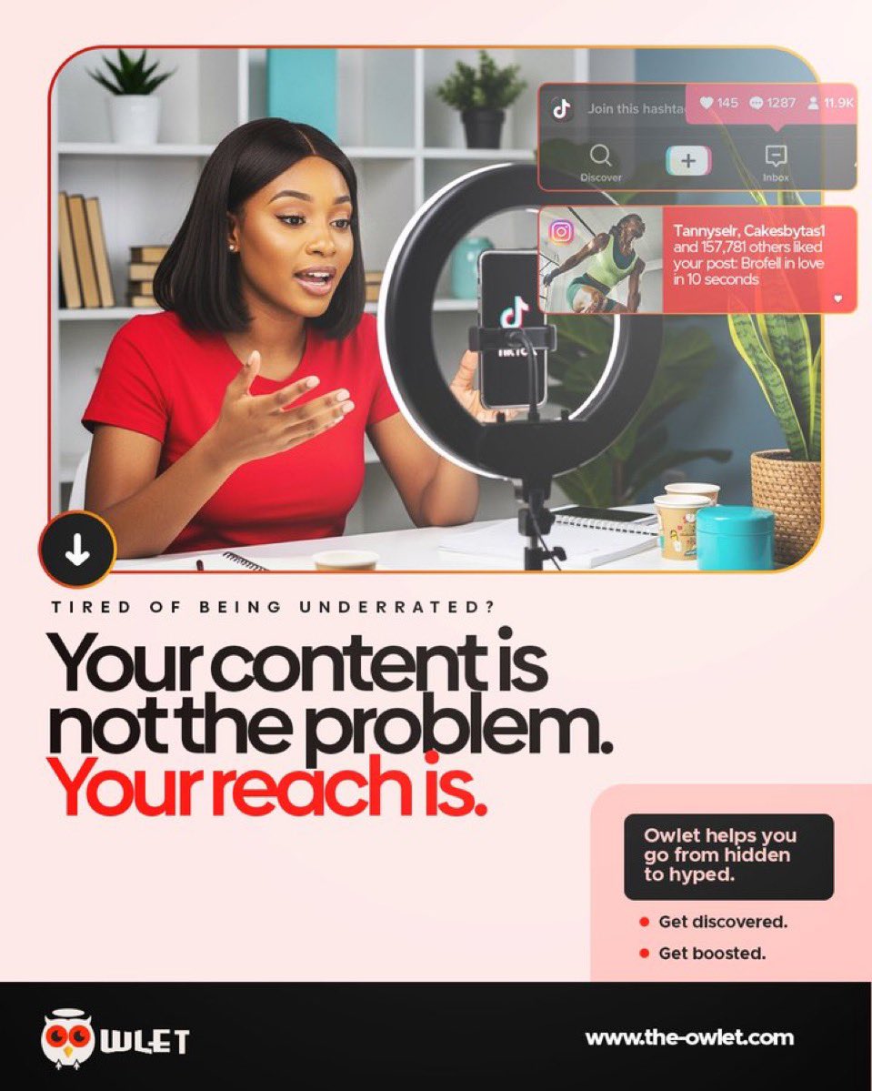 Chichi (@chibzyyyy) on Twitter photo Low engagement doesnโt mean youโre not goodโจ
It just means the right people havenโt seen you yet.๐
<a href="/theowletonline/">theowletonline</a> changes that๐
With Owlet, your reach grows๐๐, your numbers rise๐โญ & your talent gets the spotlight it deserves๐ฏ
Level up today with Owlet๐ฆ Low engagement doesnโt mean youโre not goodโจ
It just means the right people havenโt seen you yet.๐
<a href="/theowletonline/">theowletonline</a> changes that๐
With Owlet, your reach grows๐๐, your numbers rise๐โญ & your talent gets the spotlight it deserves๐ฏ
Level up today with Owlet๐ฆ