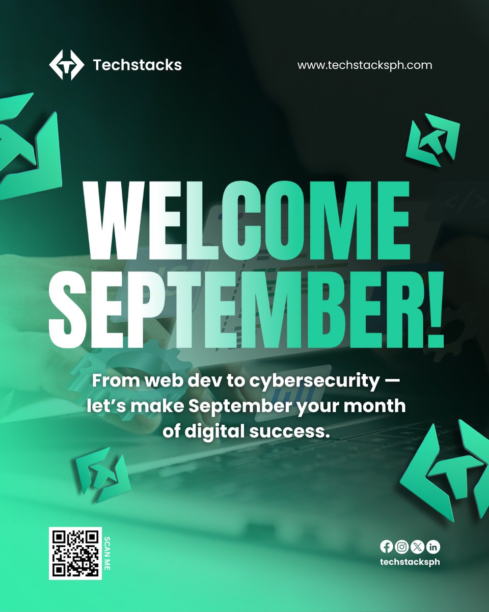 techstacksph's tweet image. 🌟 Welcome September! 🌟
From web dev to cybersecurity, Techstacks is here to make this your month of digital success. 🚀
👉 Let’s build smarter, scale faster, and stay secure.
🔗 techstacksph.com
#Techstacks #WebDevelopment #Cybersecurity #DigitalSolutions