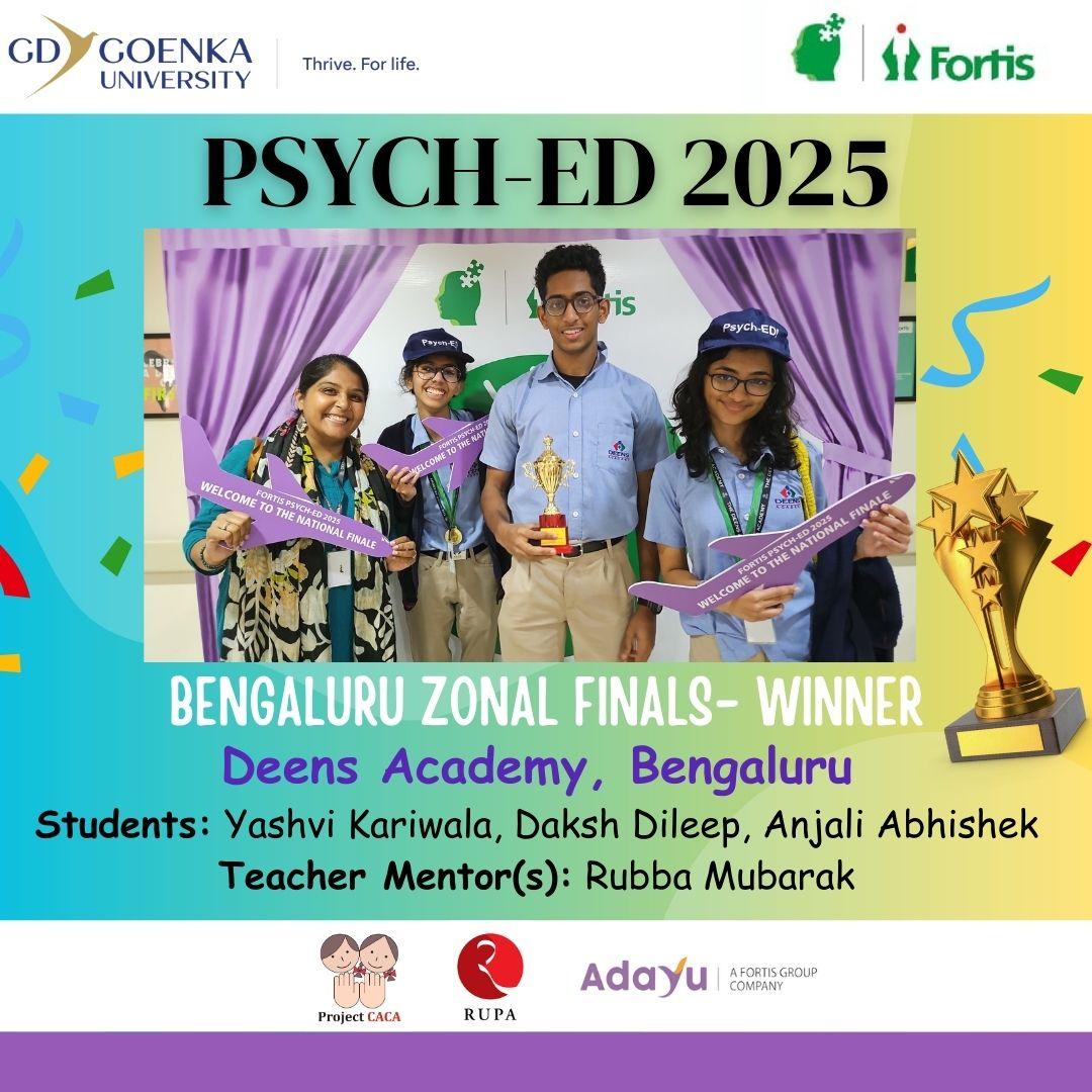 fortismentalhealth (@fortis_mhbs) on Twitter photo #PsychED2025
The winner for the Bengaluru Zonal Finals is-
Deens Academy, Bengaluru
Congratulations to the winners!
<a href="/goenka_univer/">GD Goenka University</a>
<a href="/projectcaca/">Children Against Child Abuse</a>
<a href="/Rupa_Books/">Rupa Publications</a>
#Adayu A Fortis Group Company
<a href="/fortis_hospital/">Fortis Healthcare</a> #PsychED2025
The winner for the Bengaluru Zonal Finals is-
Deens Academy, Bengaluru
Congratulations to the winners!
<a href="/goenka_univer/">GD Goenka University</a>
<a href="/projectcaca/">Children Against Child Abuse</a>
<a href="/Rupa_Books/">Rupa Publications</a>
#Adayu A Fortis Group Company
<a href="/fortis_hospital/">Fortis Healthcare</a>
