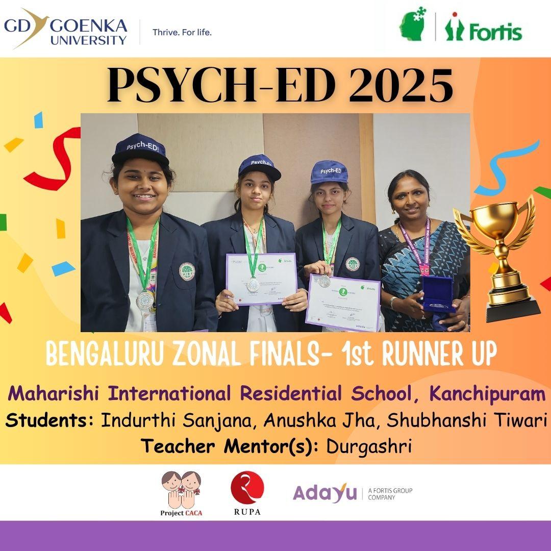 fortismentalhealth (@fortis_mhbs) on Twitter photo #PsychED2025
The 1st Runner Up for the Bengaluru Zonal Finals is-
Maharishi International Residential School, Kanchipuram
Congratulations to the winners!
<a href="/goenka_univer/">GD Goenka University</a>
<a href="/projectcaca/">Children Against Child Abuse</a>
<a href="/Rupa_Books/">Rupa Publications</a>
#Adayu A Fortis Group Company
<a href="/fortis_hospital/">Fortis Healthcare</a> #PsychED2025
The 1st Runner Up for the Bengaluru Zonal Finals is-
Maharishi International Residential School, Kanchipuram
Congratulations to the winners!
<a href="/goenka_univer/">GD Goenka University</a>
<a href="/projectcaca/">Children Against Child Abuse</a>
<a href="/Rupa_Books/">Rupa Publications</a>
#Adayu A Fortis Group Company
<a href="/fortis_hospital/">Fortis Healthcare</a>