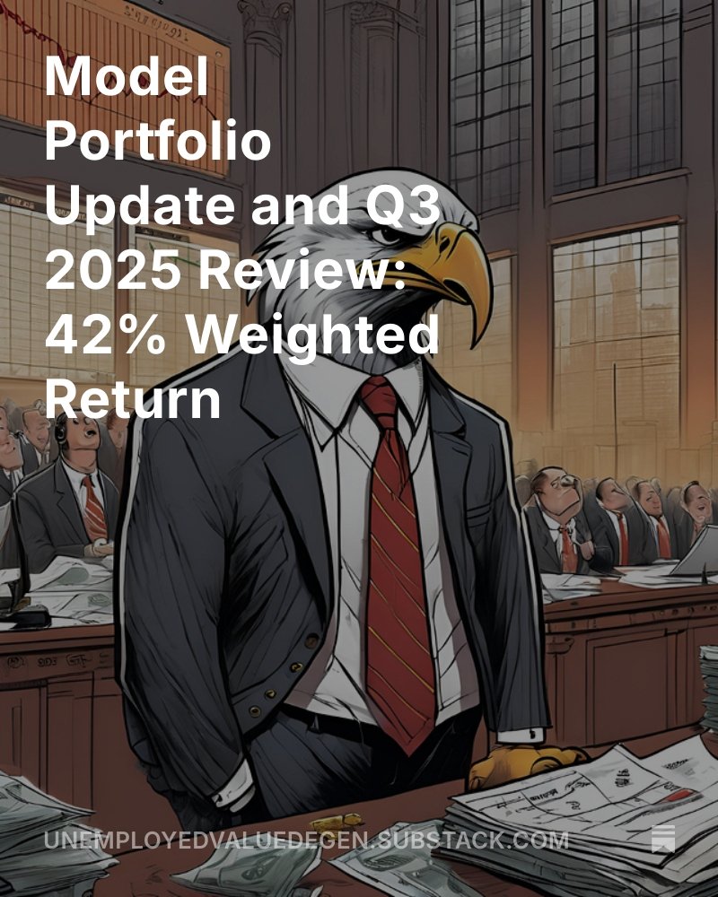 Model Portfolio Update and Q3 2025 Review: 42% Weighted Return

I am giving away a free one year subscription at random to someone who retweets this.
