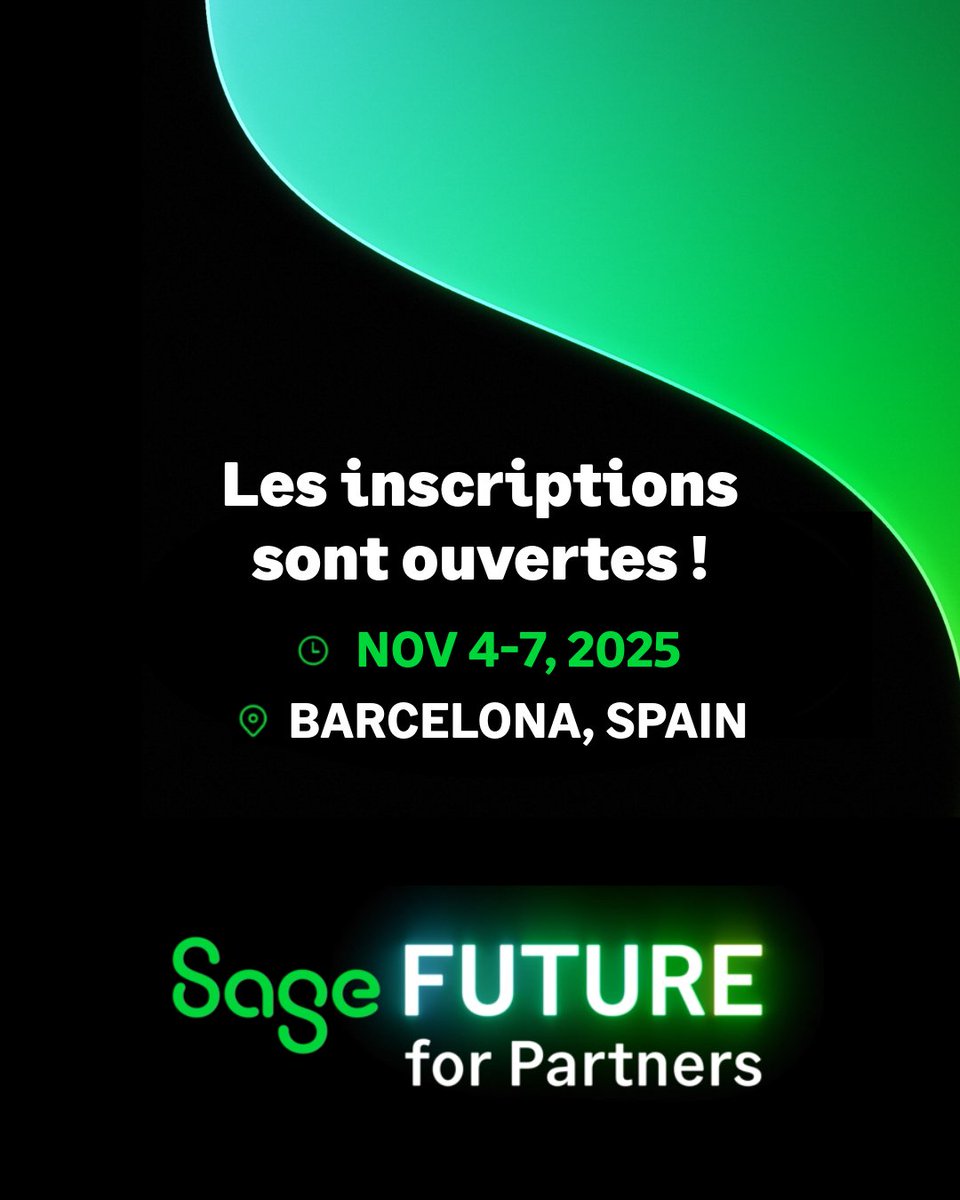 SageFrance's tweet photo. C’est le moment ! Les inscriptions pour Sage Future for Partners sont désormais ouvertes. 🚀

Une nouvelle expérience audacieuse arrive en novembre — rejoignez l'aventure ! ✨

Inscrivez-vous maintenant 👉 https://t.co/DbrLVax6Jj

#SagePartners https://t.co/WoRKK4sPXd