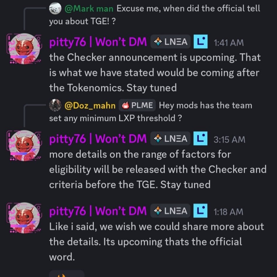 anilcryptobnb's tweet photo. 🚨 Linea TGE Update

Checker announcement is coming soon, right after Tokenomics 📢

Eligibility factors &amp; criteria will be revealed with the Checker ✅

No official minimum LXP threshold shared yet ⏳

Official word: “It’s upcoming, stay tuned.”

#Linea #TGE #Airdrop #LXP https://t.co/ejRdS9MK4q