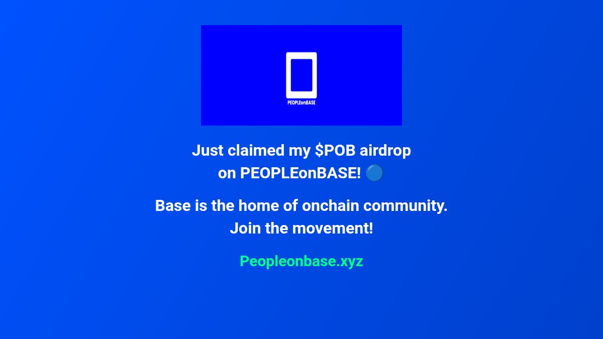 arifiyn22's tweet photo. Just claimed my $POB airdrop on PEOPLEonBASE! 🔵

Base is the home of onchain community. Join the movement!

https://t.co/OwmRof0UVx https://t.co/uW9UtfktIH