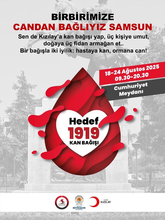 KavakKaymakaml's tweet photo. Birbirimize Candan Bağlıyız Samsun Hedef 1919 Kan Bağışı kampanyasında Sizleri kan bağışlayıp 3 hastaya umut olmaya, doğaya da 3 fidan armağan etmeye davet ediyoruz.

#BirbirimizeCandanBağlıyızSamsun

@Kizilay

@KanverOrg

@TCSamsunValilik https://t.co/ZHT77F8BT3