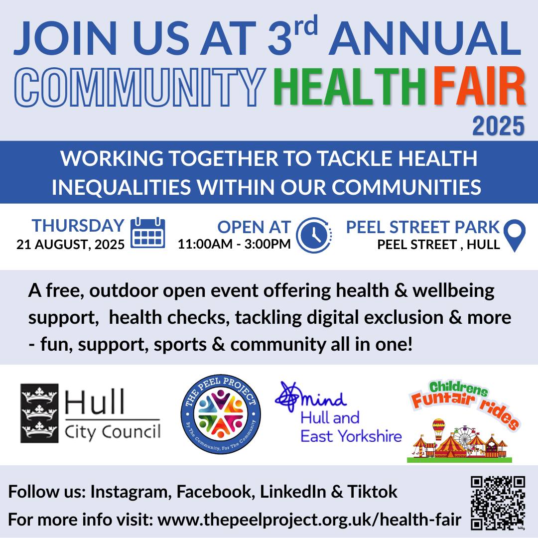We're looking forward to being part of the this upcoming Community Health Fair 🙌

It's a great chance to discover local health and wellbeing support and find out more about the services available.

Pop by, say hello and pick up some information - we'd love to see you there! ☺️